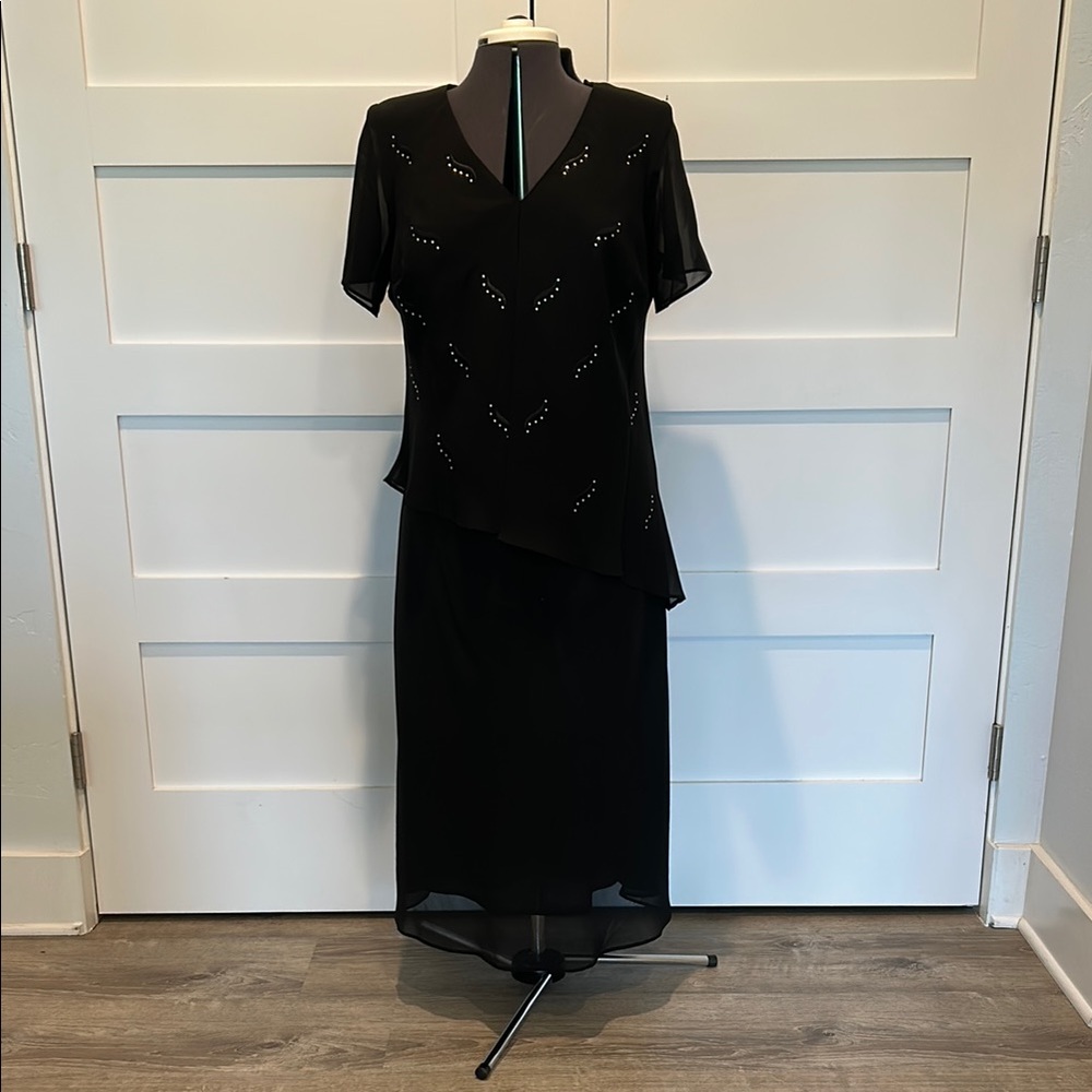 Petite Karin Stevens Women's Black Midi Dress
